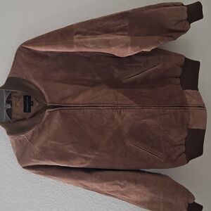 SZ M Tan Leather Bomber Jacket